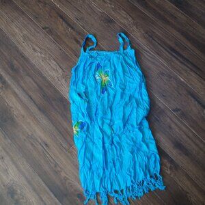 Beautiful Blue Machine Embroided Cover Up Dress